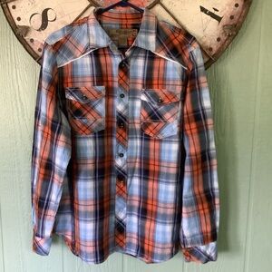 Red Snap Large long sleeve plaid button front western style shirt